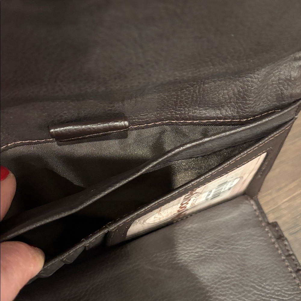 Nocona Embossed Leather Cross Birdie Style Wristlet Southwest Print tri-fold - Picture 11 of 16